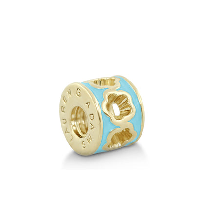 Gabriella Beads Daisies charm turquoise enamel with gold floral cutouts Lauren G Adams Charms on Tampa Home & Garden Store