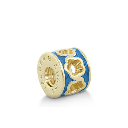 Gabriella Beads Daisies charm bead by Lauren G Adams, gold-tone with blue enamel daisies on Tampa Home & Garden Store