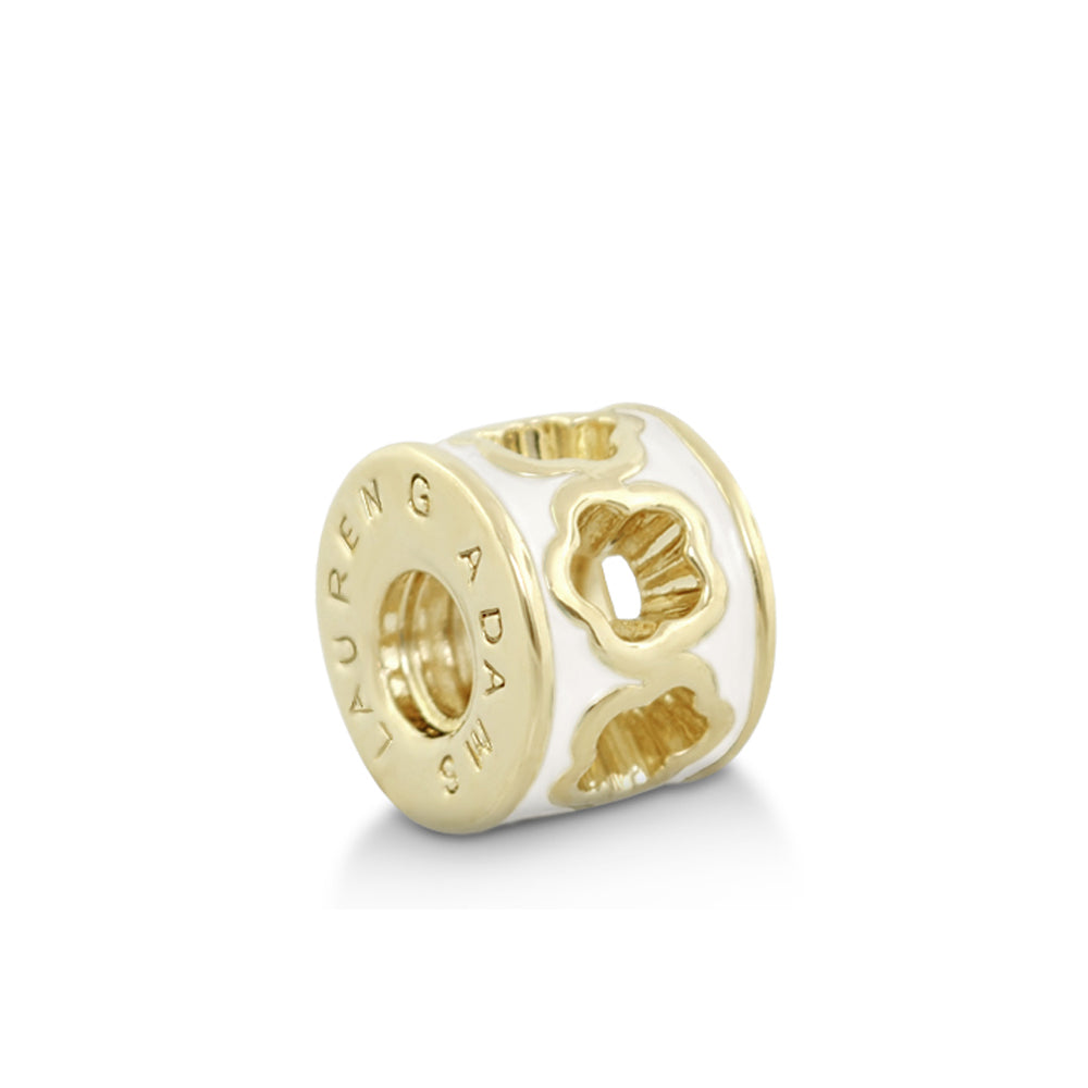 Gabriella Beads Daisies charm bead by Lauren G Adams, gold-tone with enamel daisies on Tampa Home & Garden Store