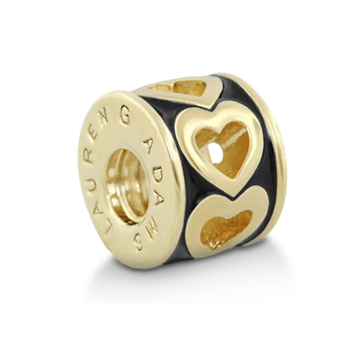 Gabriella Beads Hearts charm bead gold-tone with black enamel hearts by Lauren G Adams on Tampa Home & Garden Store