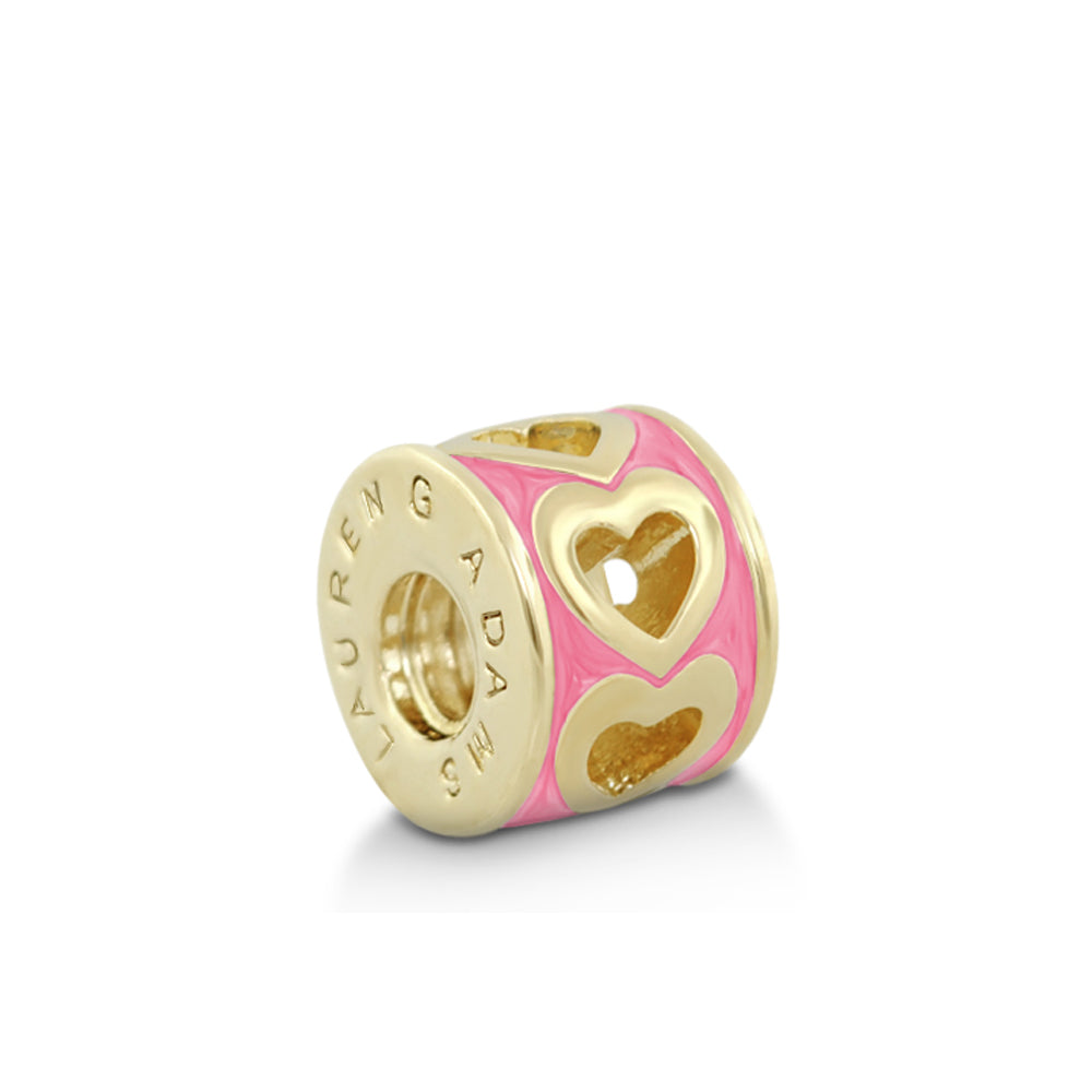 Gabriella Beads Hearts charm bead pink enamel with gold heart cutouts Lauren G Adams on Tampa Home & Garden Store