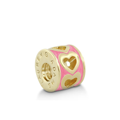 Gabriella Beads Hearts charm bead pink enamel with gold heart cutouts Lauren G Adams on Tampa Home & Garden Store