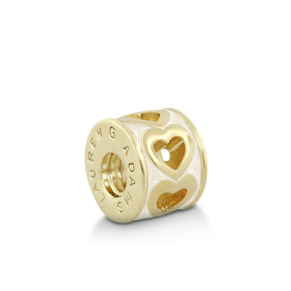 Gabriella Beads Hearts charm bead by Lauren G Adams, gold-tone with heart cutouts on Tampa Home & Garden Store