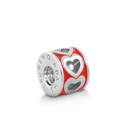 Gabriella Beads Hearts charm by Lauren G Adams, red enamel with silver heart cutouts on Tampa Home & Garden Store