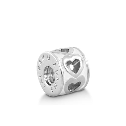 Gabriella Beads Hearts charm bead by Lauren G Adams in silver with heart cutouts on Tampa Home & Garden Store
