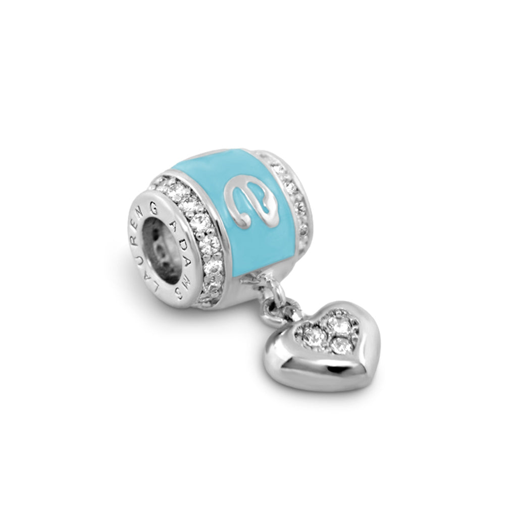 Gabriella Beads Enamel Love bead charm turquoise with heart charm by Lauren G Adams on Tampa Home & Garden Store