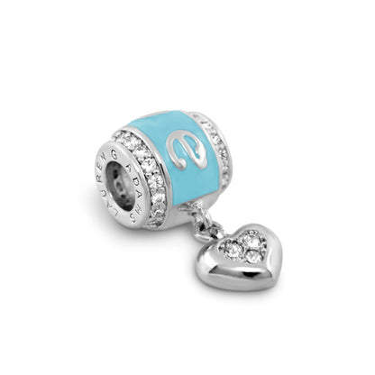Gabriella Beads Enamel Love bead charm turquoise with heart charm by Lauren G Adams on Tampa Home & Garden Store