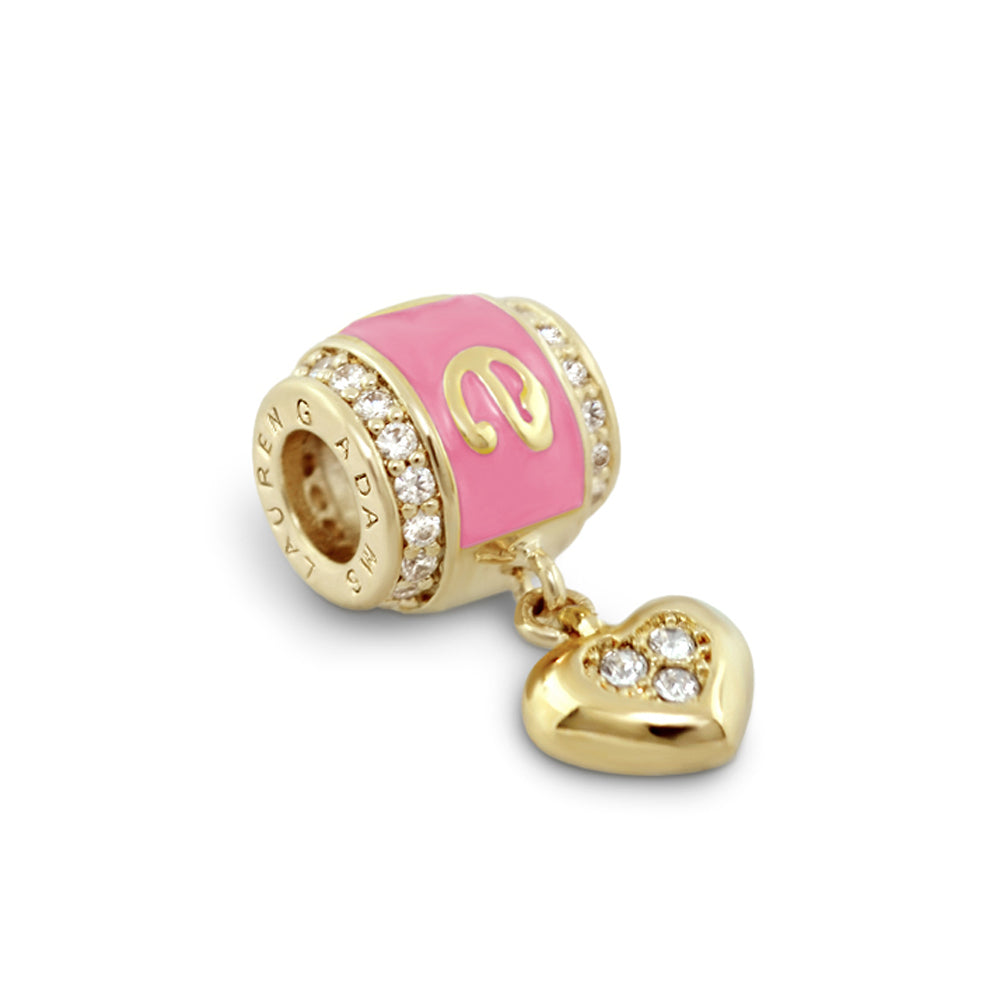 Gabriella Beads enamel love charm bead, pink & gold with crystals, Lauren G Adams on Tampa Home & Garden Store