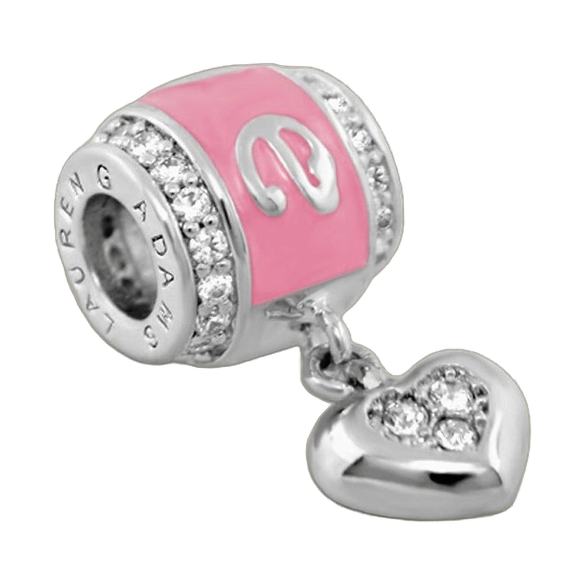 Gabriella Beads enamel love charm bead pink enamel with pavé crystals Lauren G Adams on Tampa Home & Garden Store