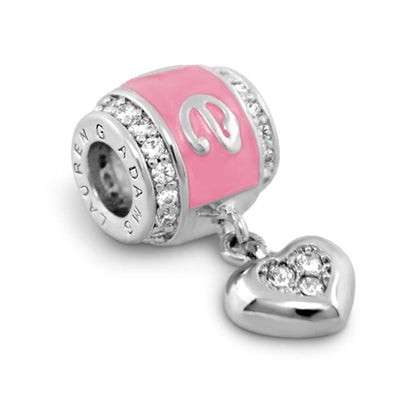 Gabriella Beads Love charm bead with pink enamel band and heart charm by Lauren G Adams on Tampa Home & Garden Store