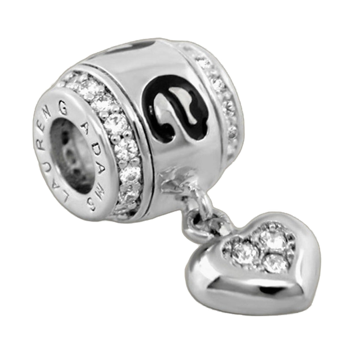 Gabriella Beads Love charm set, two silver-toned charms with pavé crystals and heart motif on Tampa Home & Garden Store