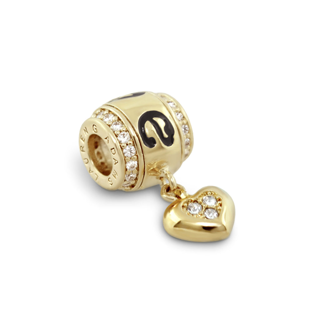 Gabriella Beads Love charm bead by Lauren G Adams, gold tone with pavé ring and heart charm on Tampa Home & Garden Store
