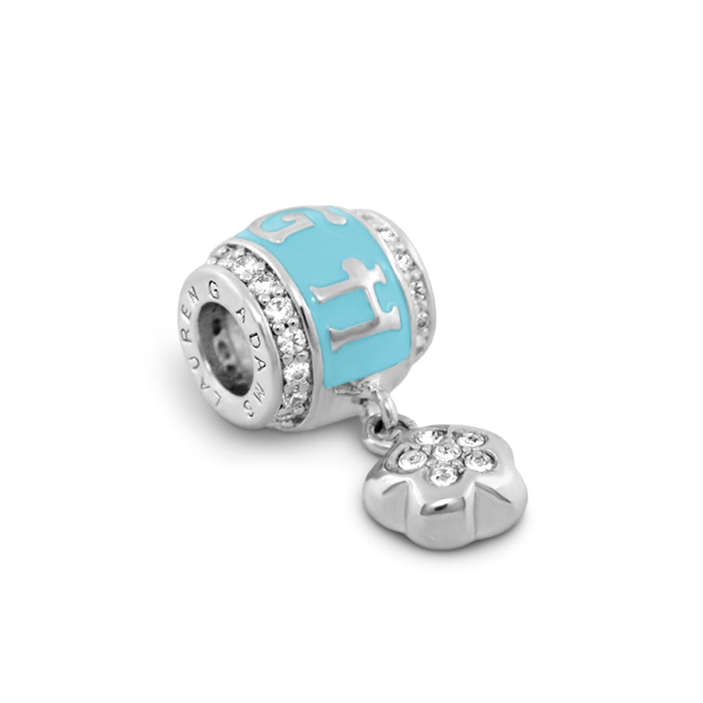Gabriella Beads Laugh charm bead, turquoise enamel with crystals and crystal heart charm on Tampa Home & Garden Store
