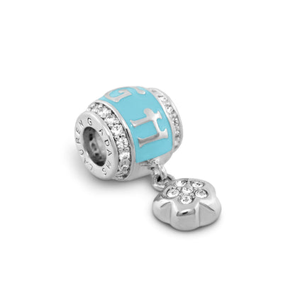 Gabriella Beads Laugh charm bead, turquoise enamel with crystals and crystal heart charm on Tampa Home & Garden Store