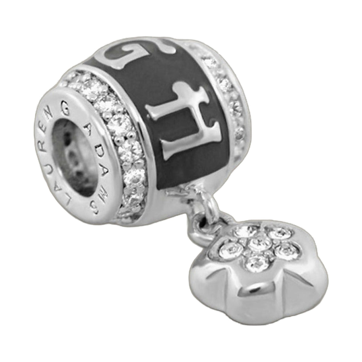 Gabriella Beads Laugh charm bead with black enamel and crystal edge by Lauren G Adams on Tampa Home & Garden Store