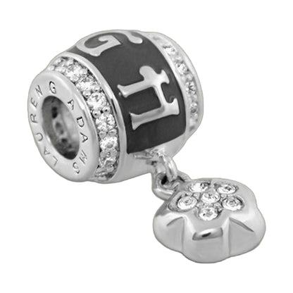 Gabriella Beads Laugh charm bead with black enamel and crystal edge by Lauren G Adams on Tampa Home & Garden Store