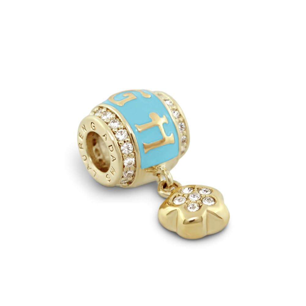 Gabriella Beads Laugh charm bead turquoise enamel crystals gold tone Lauren G Adams on Tampa Home & Garden Store