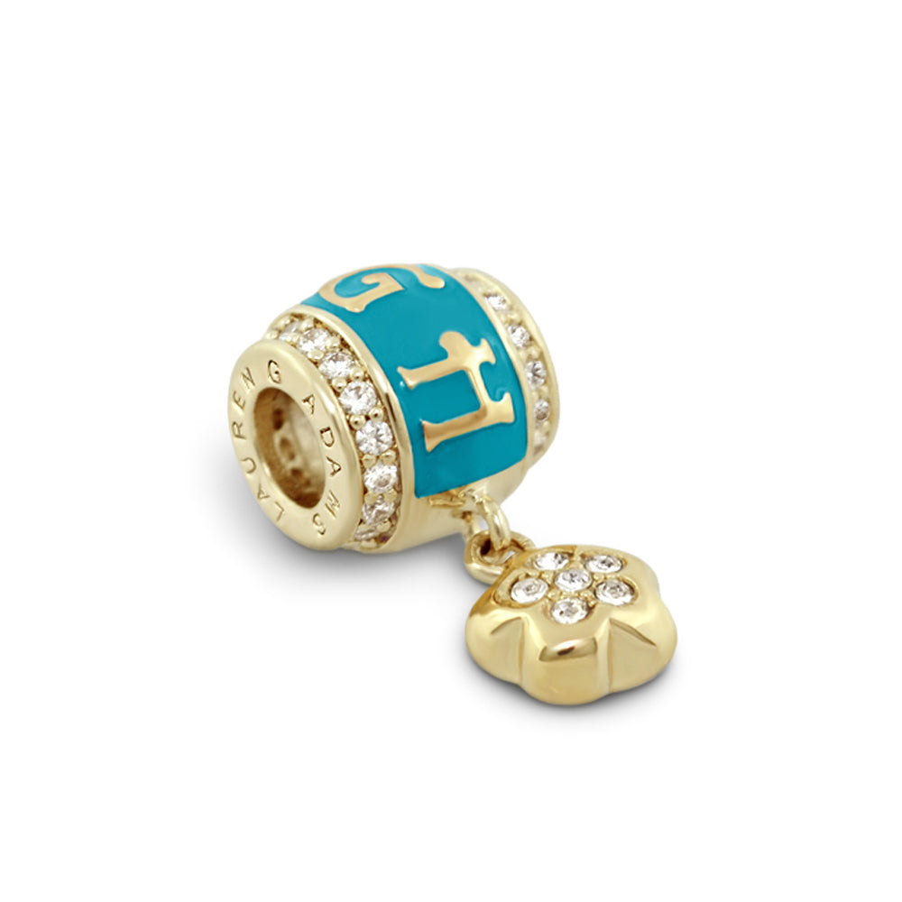 Gabriella Beads Laugh charm bead by Lauren G Adams turquoise enamel band and crystal accents on Tampa Home & Garden Store
