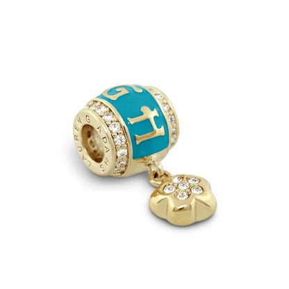 Gabriella Beads Laugh charm bead by Lauren G Adams turquoise enamel band and crystal accents on Tampa Home & Garden Store
