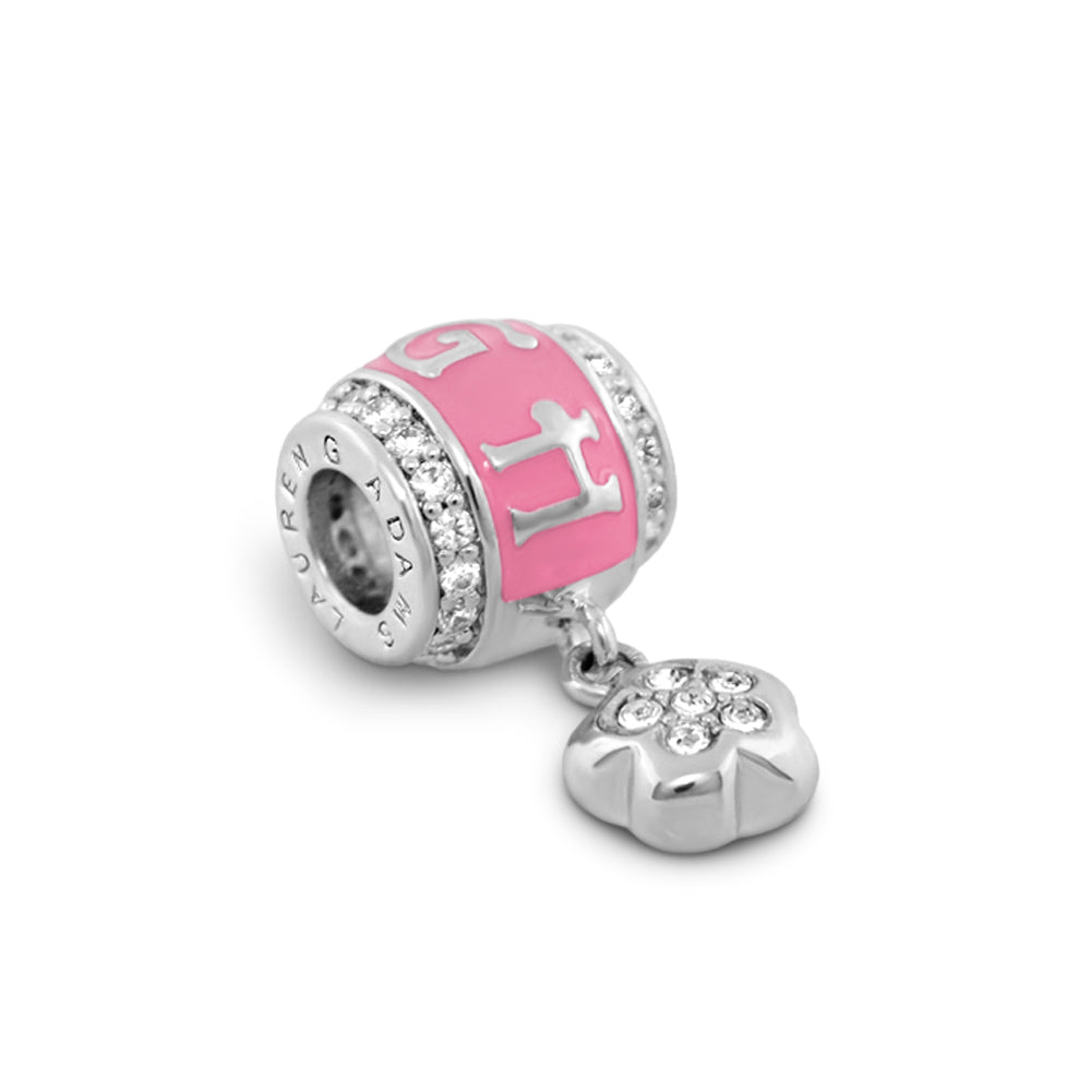 Gabriella Beads Laugh charm bead pink enamel with crystal heart charm by Lauren G Adams on Tampa Home & Garden Store