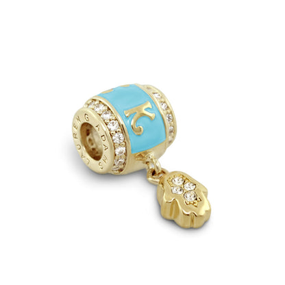 Gabriella Beads Luck charm bead gold tone turquoise enamel with crystals by Lauren G Adams on Tampa Home & Garden Store