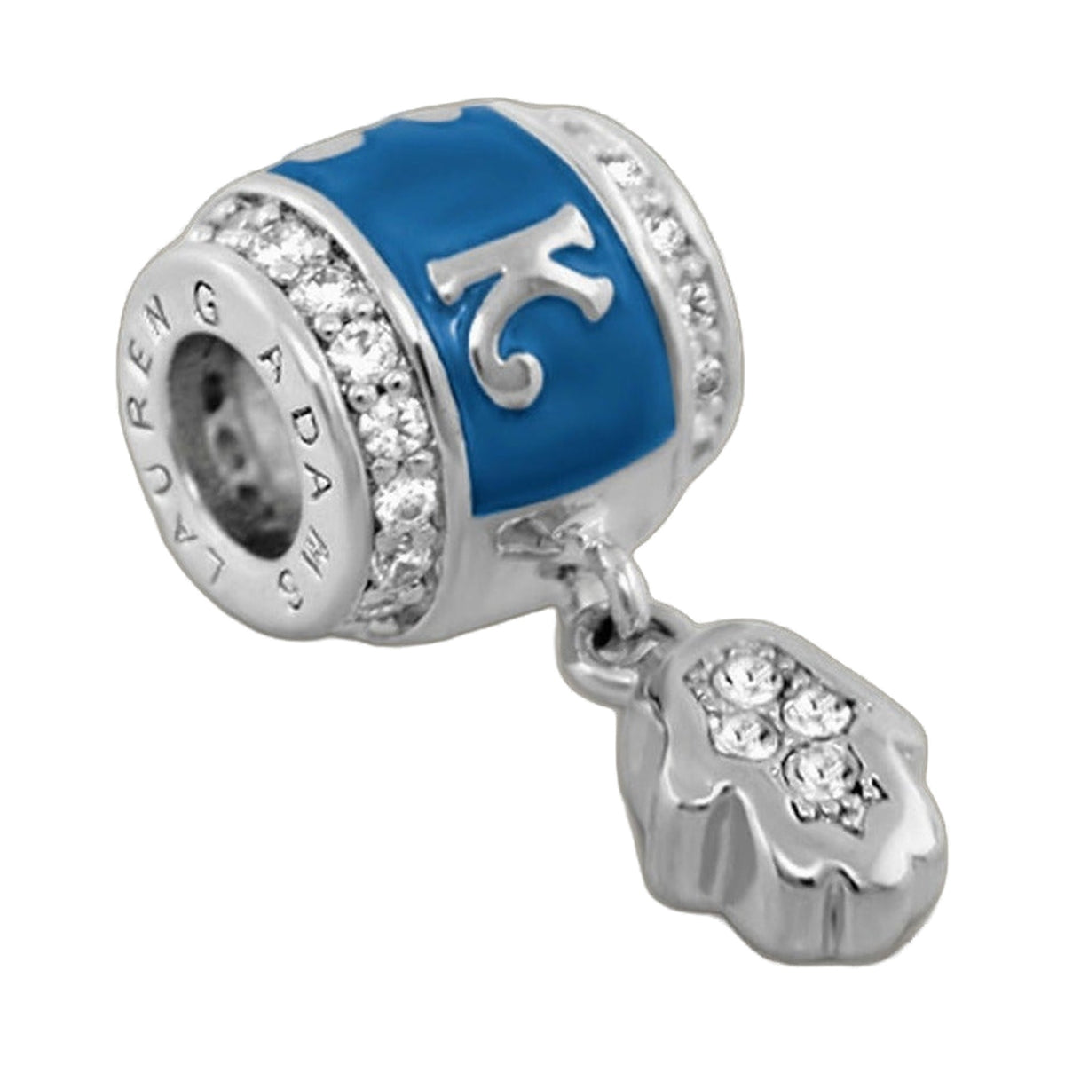 Gabriella Beads Luck charm bead with blue enamel and pave crystals, by Lauren G Adams on Tampa Home & Garden Store