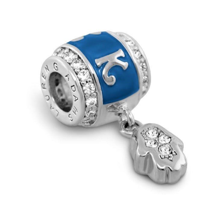 Gabriella Beads Luck blue enamel charm with crystal pavé and crystal flower by Lauren G Adams on Tampa Home & Garden Store