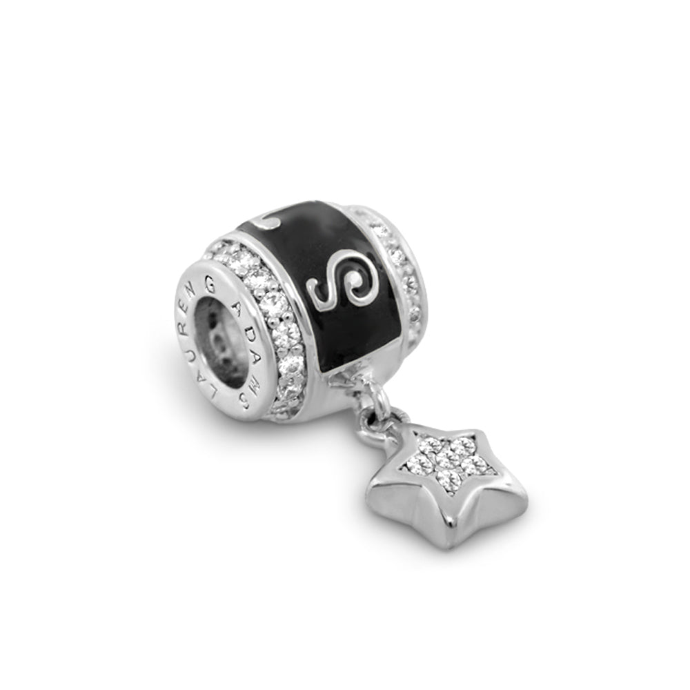 Gabriella Beads Star charm bead by Lauren G Adams, black enamel with crystal rings and star on Tampa Home & Garden Store