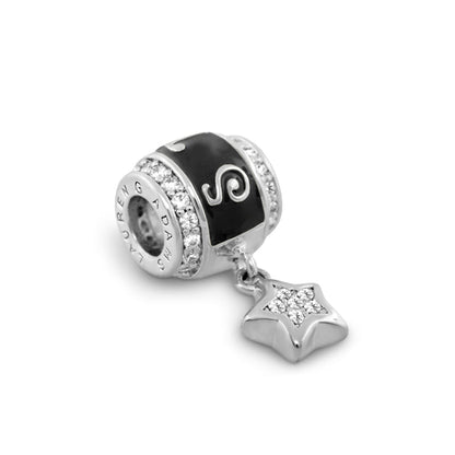 Gabriella Beads Star charm bead by Lauren G Adams, black enamel with crystal rings and star on Tampa Home & Garden Store