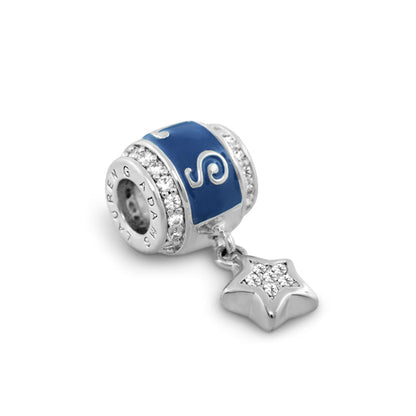 Gabriella Beads Star charm bead by Lauren G Adams, blue enamel with crystal rim and star pendant on Tampa Home & Garden Store