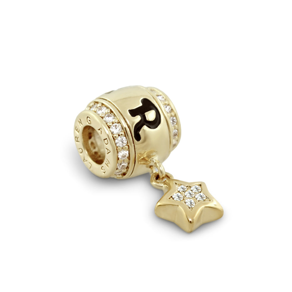Gold Gabriella Beads Star charm bead with pave ring and dangling star, Lauren G Adams on Tampa Home & Garden Store