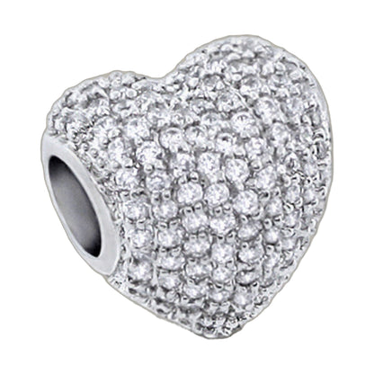 Gabriella Beads Pave Heart charm in silver-tone crystal pave, close-up view on Tampa Home & Garden Store