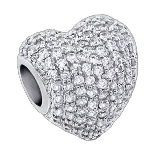 Gabriella Beads Pave Heart charm in silver-tone crystal pave, close-up view on Tampa Home & Garden Store
