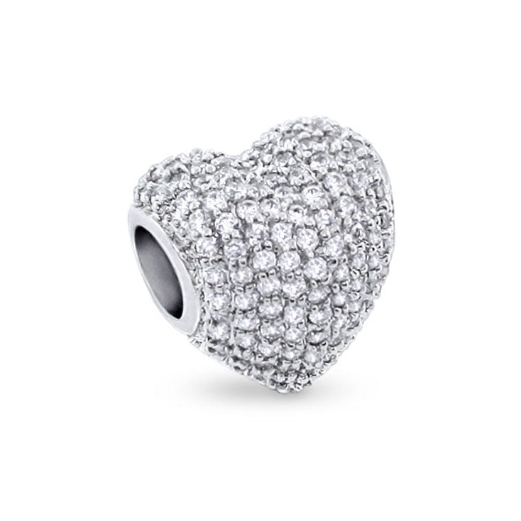 Gabriella Beads Pave Heart charm, silver-tone pave crystals, Lauren G Adams on Tampa Home & Garden Store