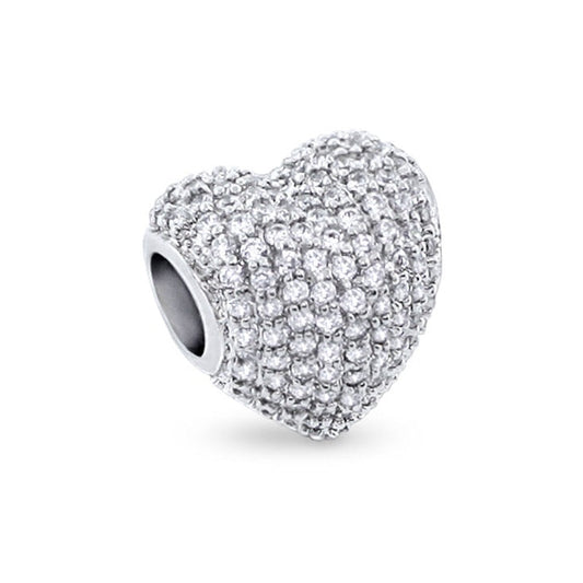 Gabriella Beads Pave Heart charm, silver-tone pave crystals, Lauren G Adams on Tampa Home & Garden Store