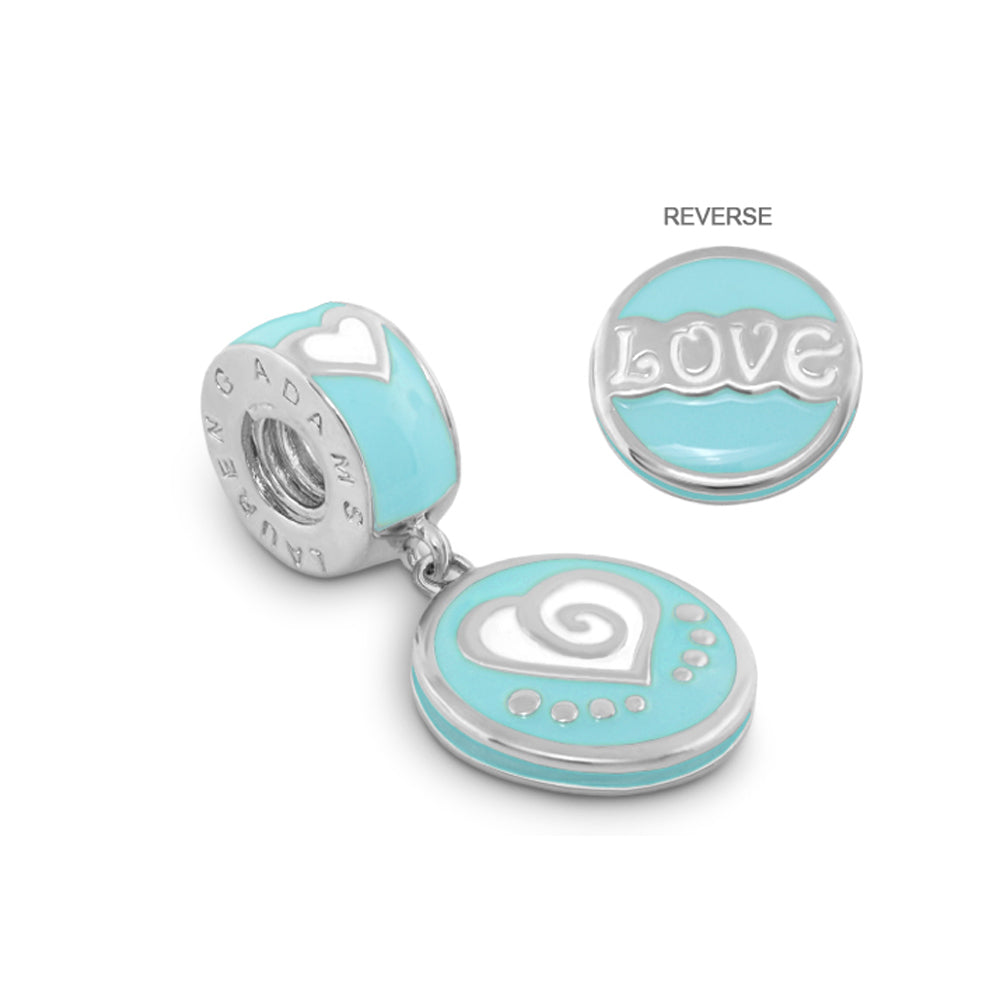 Gabriella Beads Love Charm turquoise enamel round charm with heart swirl, 2-piece set by Lauren G Adams on Tampa Home & Garden Store