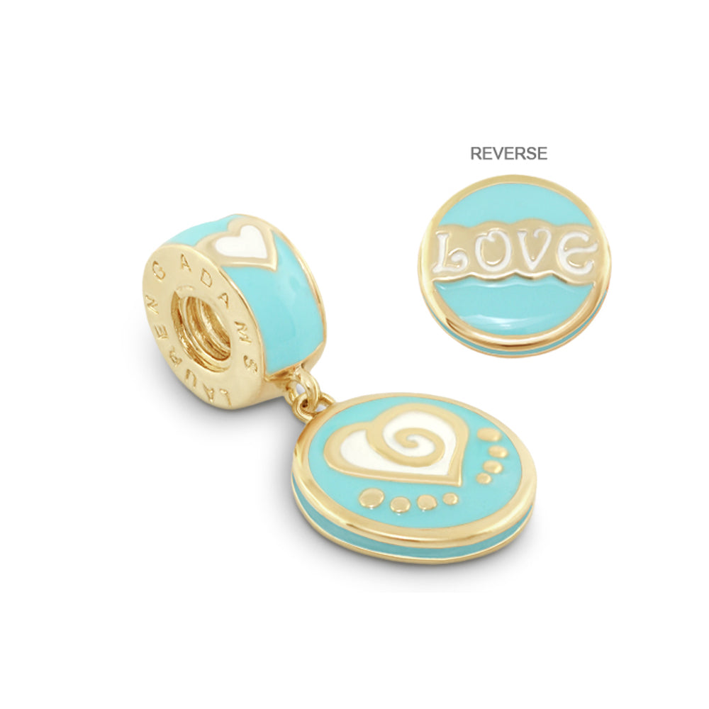 Gabriella Beads Love Charm pair turquoise enamel goldtone heart and disc pendants Lauren G Adams on Tampa Home & Garden Store