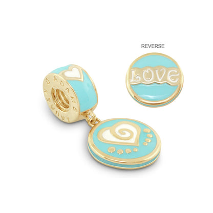 Gabriella Beads Love Charm pair turquoise enamel goldtone heart and disc pendants Lauren G Adams on Tampa Home & Garden Store