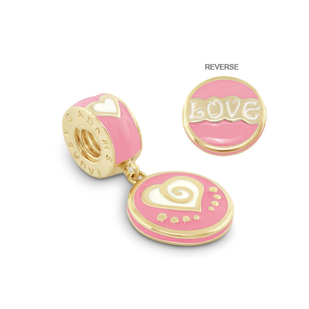 Gabriella Beads Love Charm pink enamel gold-tone heart design with LOVE motif by Lauren G Adams on Tampa Home & Garden Store