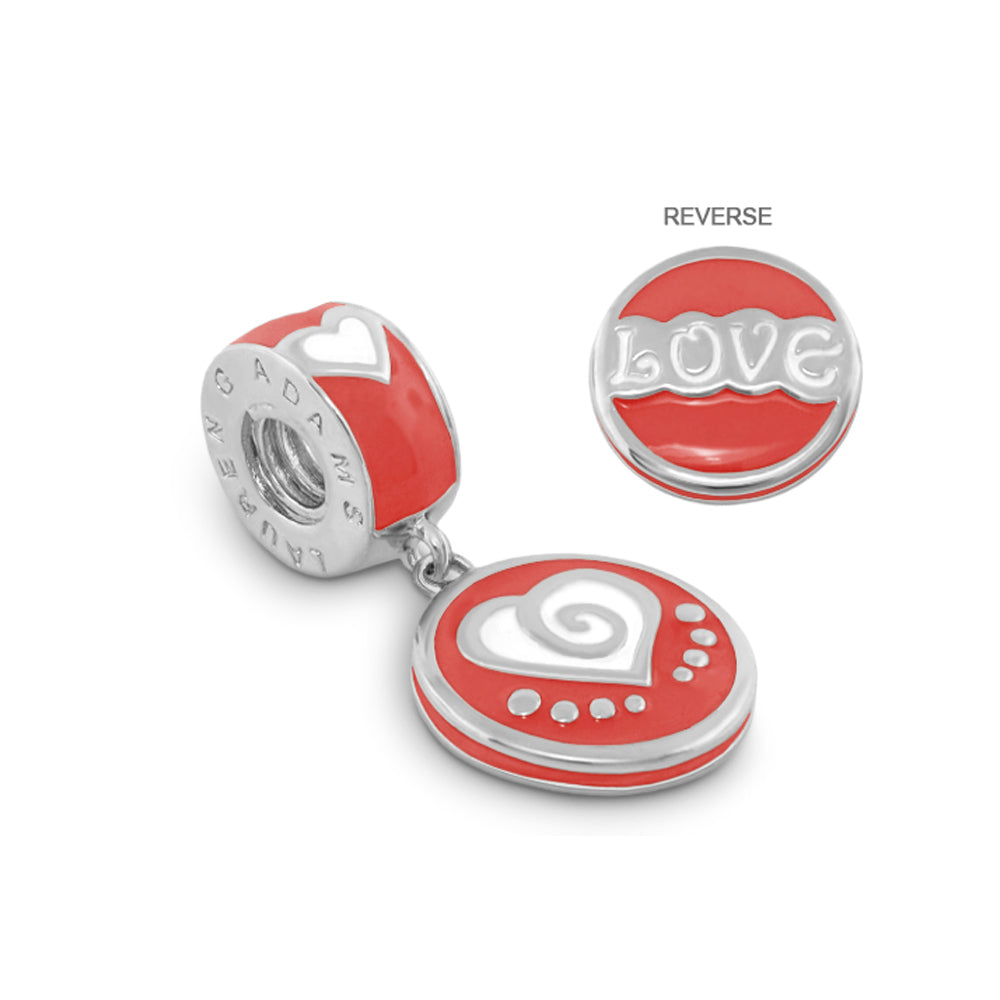 Gabriella Beads Love Charm by Lauren G Adams, red enamel heart pendant with LOVE reverse on Tampa Home & Garden Store