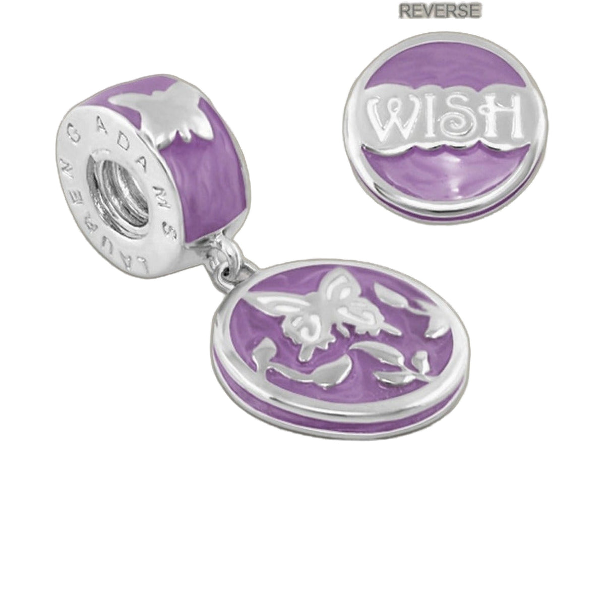 Gabriella Beads Wish Charm purple enamel silver frame on Tampa Home & Garden Store