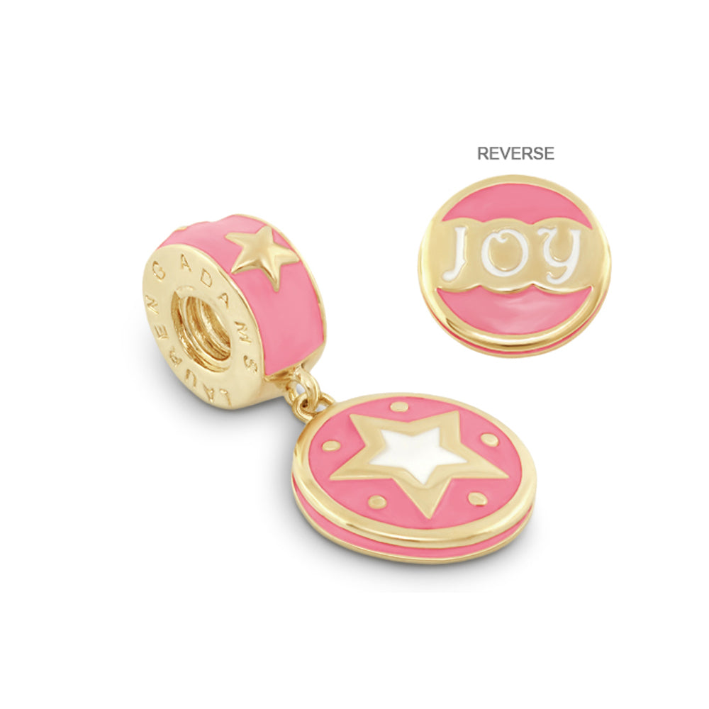 Gabriella Beads Joy for Charms Bracelet pink enamel star and JOY coin charm Lauren G Adams on Tampa Home & Garden Store