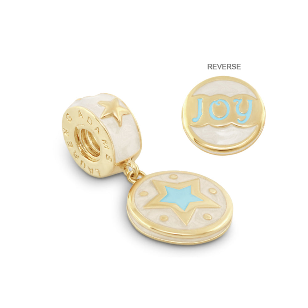 Gabriella Beads Joy charm for Lauren G Adams bracelet, gold-tone round charm with blue star on Tampa Home & Garden Store