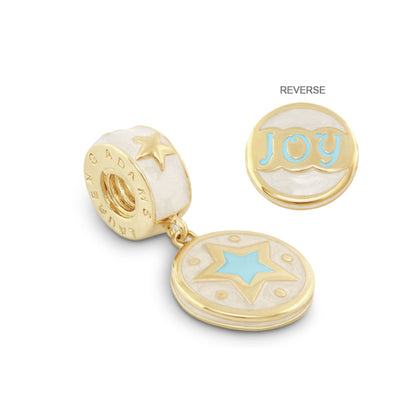 Gabriella Beads Joy charm for Lauren G Adams bracelet, gold-tone round charm with blue star on Tampa Home & Garden Store