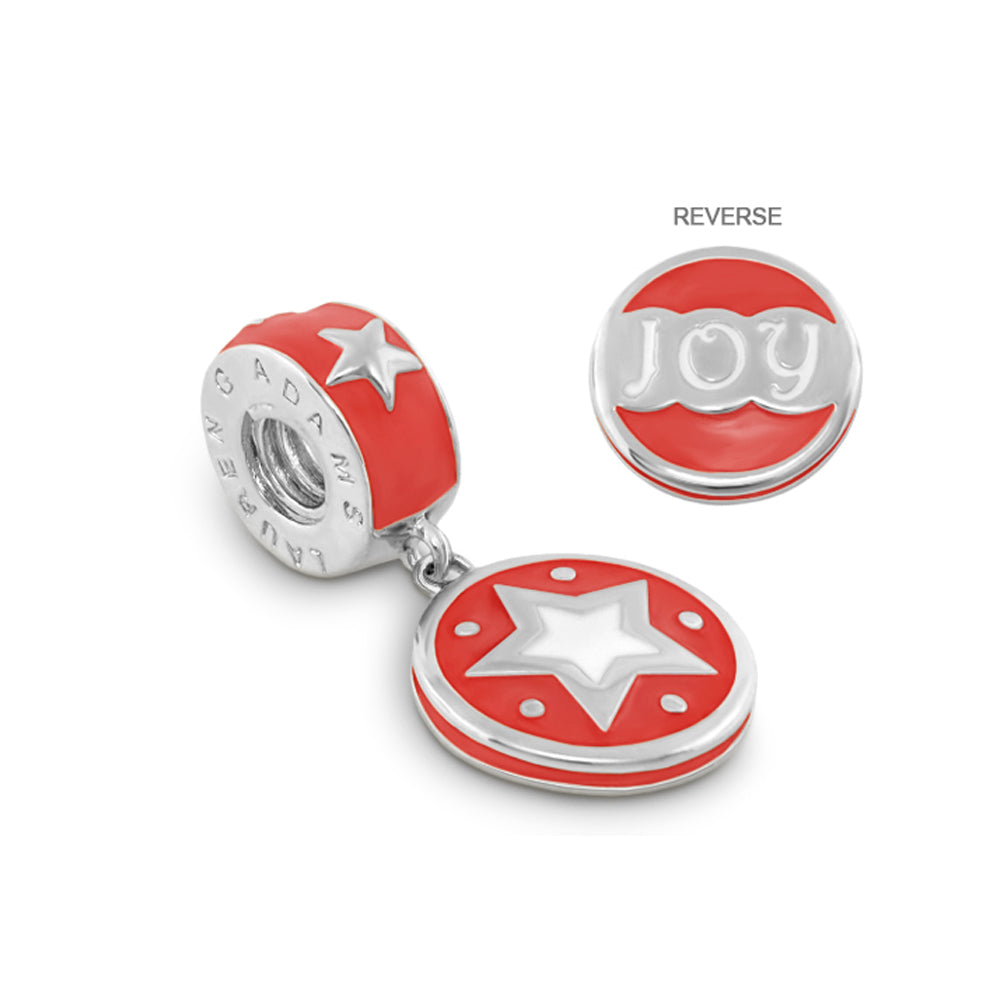 Gabriella Beads Joy charm for Charms Bracelet red enamel silver-tone star and round pendant on Tampa Home & Garden Store