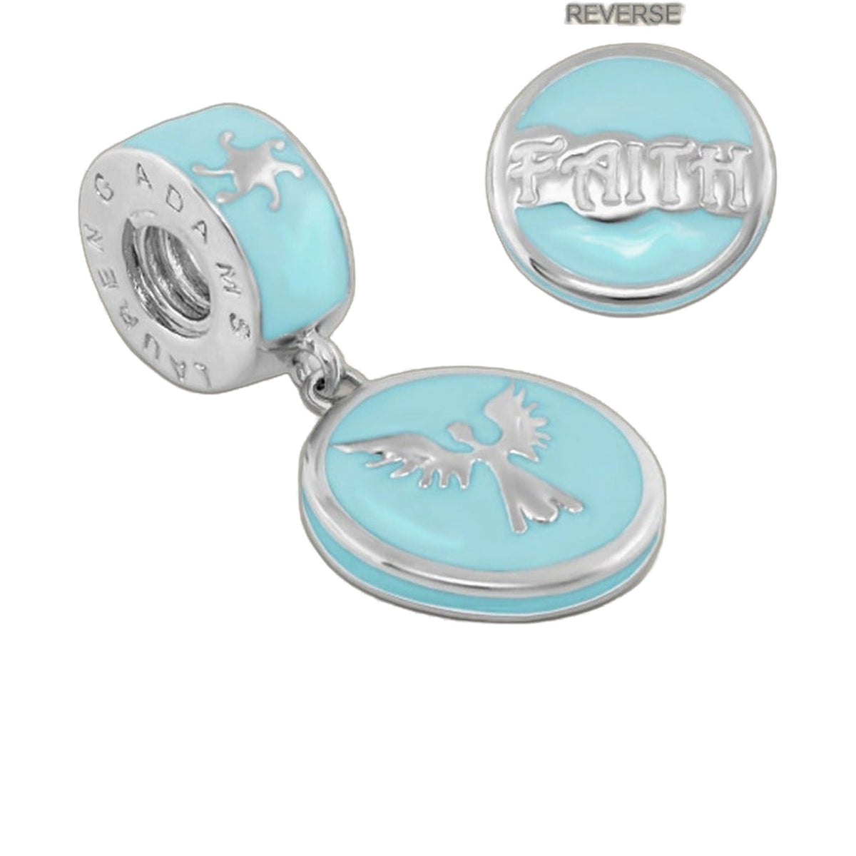 Gabriella Beads Faith Charm turquoise enamel silver with Faith inscription by Lauren G Adams on Tampa Home & Garden Store