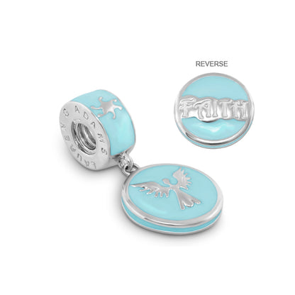 Gabriella Beads Faith Charm turquoise dove motif by Lauren G Adams, reversible FAITH side on Tampa Home & Garden Store