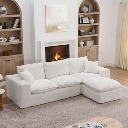 Modern Fabric Sectional with Ottoman Set