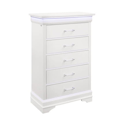Charlston Chest With LED by Unique Piece Furniture, white tall accent chest with LED glow on Tampa Home & Garden Store