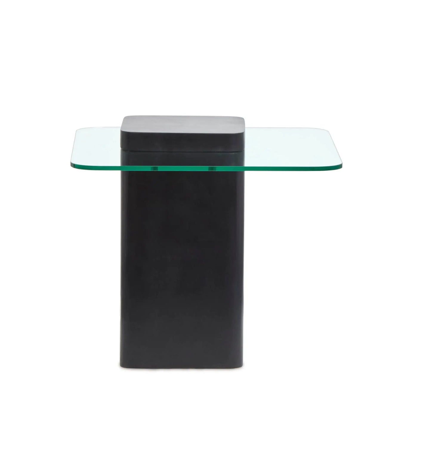 Donora square end table with glass top on black pedestal base by Unique Piece Furniture on Tampa Home & Garden Store